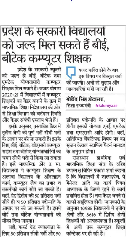 Latest Govt Jobs in Jaipur 2020 Rajasthan Vacancy Updates10 December 2020, gkduniya.in