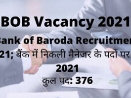 Bank of Baroda Recruitment 2021, gkduniya