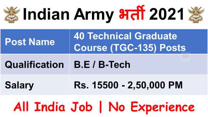 Indian Army TGC – 135 Jul 2022 Online Form 2021 Vacancy Details and notification, gkduniya