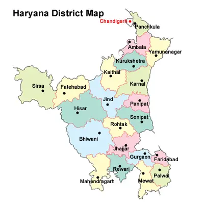 List of Districts in Haryana, Haryana, districts map, List of districts of Haryana districts map, List of Districts in Haryana 2023